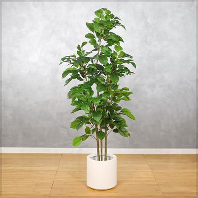 Artificial Ficus Plant, Fake Plant with Flexible Green Leaves, Stems, Simulated Trunk & Pot, Waterproof, Odorless, Maintenance-Free & Long-Lasting Fake Tree for Home Office Event Decor (150cm)