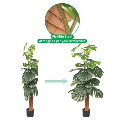 Artificial Monstera Plant, Faux Plant with Flexible Green Leaves, Stems, Simulated Trunk & Pot, Waterproof, Odorless, Maintenance-Free & Long-Lasting Fake Tree for Home Event Decor (140cm)