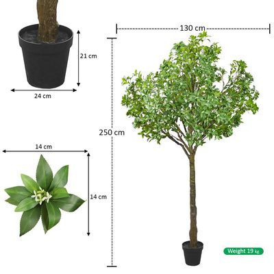 Artificial Jasmine Tree, Tall Potted Ultra-Realistic Faux Trees with Delicate White Flowers & Green Leaves, Fade-Proof, Pet-Friendly & Maintenance-Free Fake Plants for Home Office Decor (260CM)