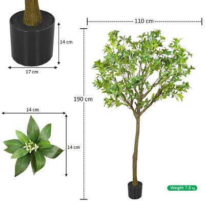 Artificial Jasmine Tree, Tall Potted Ultra-Realistic Faux Trees with Delicate White Flowers & Green Leaves, Fade-Proof, Pet-Friendly & Maintenance-Free Fake Plants for Home Office Decor (180CM)
