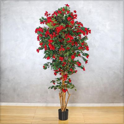 Nearly Natural Bougainvillea Plant, Faux Plant with Lush Green Leaves & Plastic Pot, Waterproof & Maintenance-Free Fake Plants, No-Watering & Long-Lasting Fake Tree for Home Event Decor (Red)