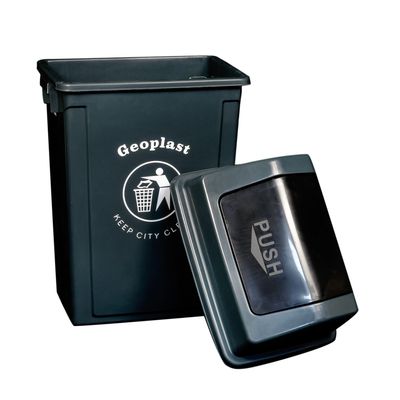 Geoplast Polypropylene Plastic Swing Bin - 40 Liters, Black