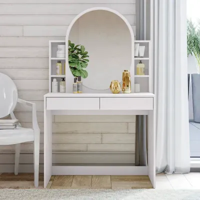 Makeup Vanity with Oval-Shaped Mirror L150xW90xH150