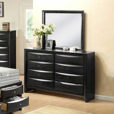 Transitional Design Black Dresser – 8 Drawer Modern Storage L45xW148xH118