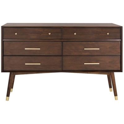 Lyla 6-Drawer Dresser in Dark Brown – Modern Bedroom Storage L45xW140xH90