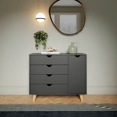 4-Drawer 1-Door Dresser – Modern Compact Storage L40xW130xH80