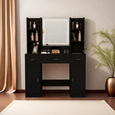 Dressing Table with Drawers & Storage Cabinets – Modern Vanity Organizer L40xW140xH150