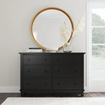Modern Black Wood Dresser – Sleek Bedroom Storage L40xW130xH80