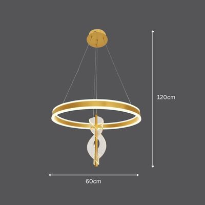 Modern LED Pendant Light Gold - 3 Color Light Changeable - 3 Years Warranty