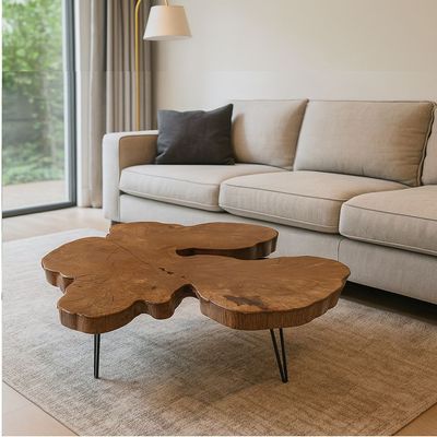  Wooden Coffe Table-72×60×46CM- Natural Wood Color