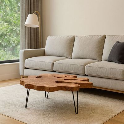 Wooden Coffe Table-79×79×46CM- Natural Wood Color