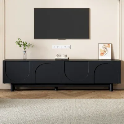 Black Media Storage Cabinet – Modern TV Stand & TV Media Unit