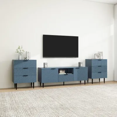 Wave Pattern TV Console – Modern TV Stand & TV Media Unit