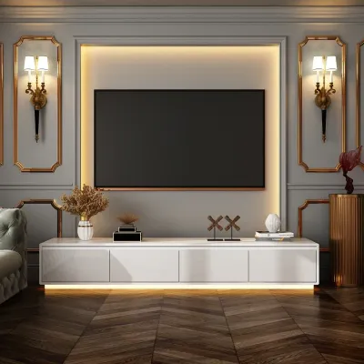 White High Gloss Entertainment Console – Modern TV Stand & TV Media Unit