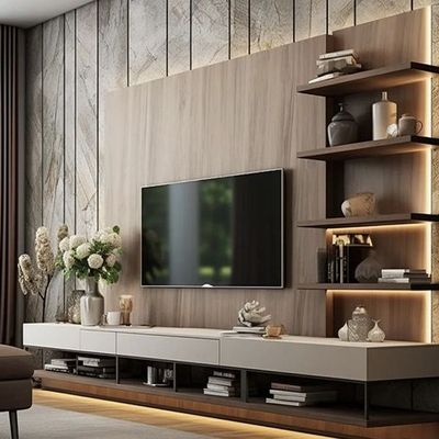 Modern TV Wall Unit – Contemporary TV Stand & TV Media Unit in Laminated MDF