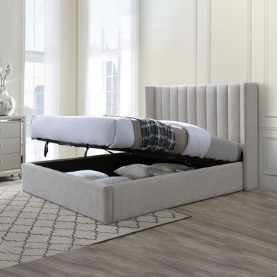 Avril Hydraulic Storage Velvet Bed – King Size 180 x 200 cm Upholstered Bed Frame with Hidden Storage