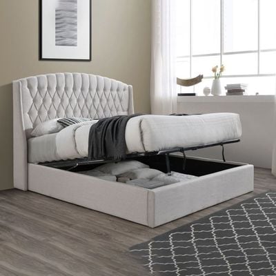 Antica Hydraulic Storage Velvet Bed – King Size 180 x 200 cm Upholstered Bed Frame with Hidden Storage