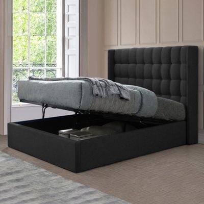 Toulouse Hydraulic Storage Linen Bed – King Size 180 x 200 cm Upholstered Bed Frame with Gas Lift Hidden Storage