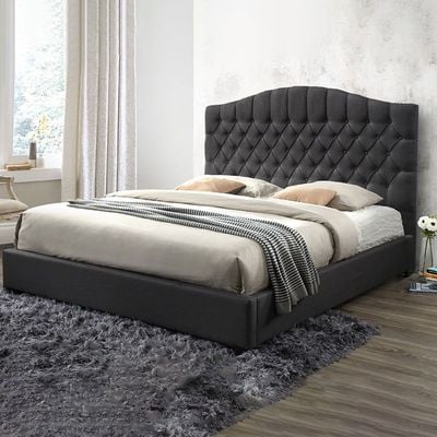 Fort Hydraulic Storage Linen Bed – King Size 180 x 200 cm, Black Upholstered Bed Frame with Hidden Storage