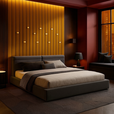 Piano Hydraulic Bed Storage King Bed Upholstered Fabric Bed Frame with Elegant Headboard