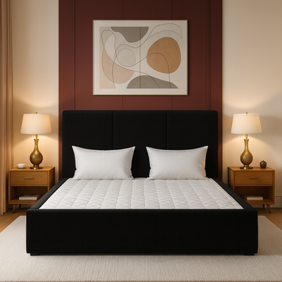 Emma Hydraulic Bed With Storage King Bed | Luxurious Black Velvet Upholstered Bed Frame