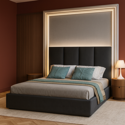 Emma Hydraulic Bed With Storage King Bed | Luxurious Dark Grey Velvet Upholstered Bed Frame
