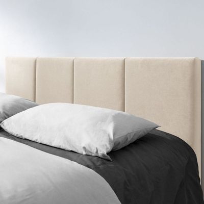 Emma Hydraulic Bed With Storage King Bed | Luxurious Light Beige Velvet Upholstered Bed Frame