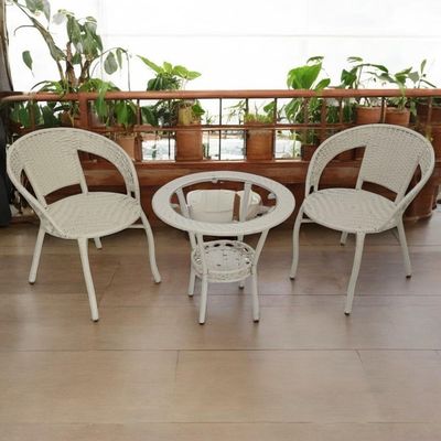 Patio Rattan Outdoor Dining Sets | Outdoor Table and Wicker Chairs for outdoor & indoor | Poolside or Backyard Balcony Sets, Dining Chair for Restaurants and Hotels (White)