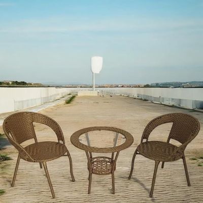 Patio Rattan Outdoor Dining Sets | Outdoor Table and Wicker Chairs for outdoor & indoor | Poolside or Backyard Balcony Sets, Dining Chair for Restaurants and Hotels (Golden)