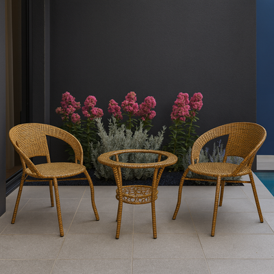 Patio Rattan Outdoor Dining Sets | Outdoor Table and Wicker Chairs for outdoor & indoor | Poolside or Backyard Balcony Sets, Dining Chair for Restaurants and Hotels (Golden) Patio Rattan Outdoor Dining Sets | Outdoor Table and Wicker Chairs for outdoor & indoor | Poolside or Backyard Balcony Sets, Dining Chair for Restaurants and Hotels (Golden)