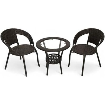 Patio Rattan Outdoor Dining Sets | Outdoor Table and Wicker Chairs for outdoor & indoor | Poolside or Backyard Balcony Sets, Dining Chair for Restaurants and Hotels (Black)