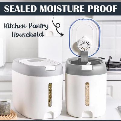 2 Pcs Airtight Food Storage Multi-Purpose Plastic Container With Lids And Cup -5Kg Bucket, Rice Dispenser & Sugar Container-Dog Food Storage, Cereal & Grain  2 Pcs Airtight Food Storage Multi-Purpose Plastic Container With Lids And Cup -5Kg Bucket, Rice Dispenser & Sugar Container-Dog Food Storage, Cereal & Grain
