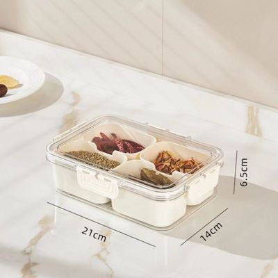  4 Compartment Snack Serving Tray With Lid And Handle And Tong-Set Of 2