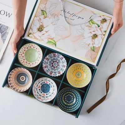  Quesera  Ceramic Cereal Bowls Salad,Soup,Rice Bowl Set,Multicolor (4.5 Inch)