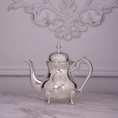 Elegant Silver Plated Brass Tea Kettle By Quesera Elegant Silver Plated Brass Tea Kettle By Quesera