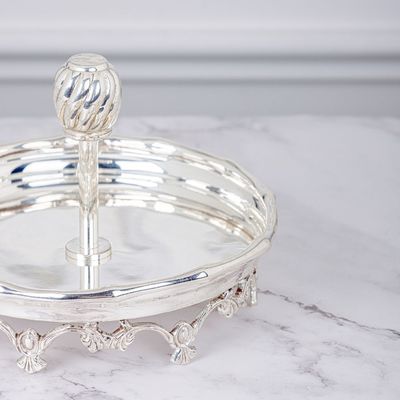 Anaqat Silver Plated Brass Serving Platter With Legs By Quesera Anaqat Silver Plated Brass Serving Platter With Legs By Quesera