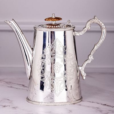 French Silver Plated Brass-4 Pc Tea/Coffee Serving Set By Quesera French Silver Plated Brass-4 Pc Tea/Coffee Serving Set By Quesera