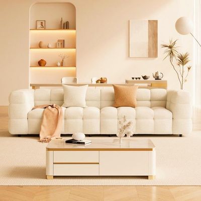 Fleece Fabric Cloud Shaped Sofa Chair Set – Overstuffed Living Room Seating & Modern Couch