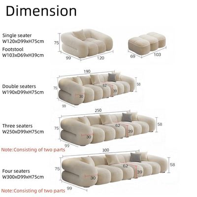 Luxury Cloud Shaped Sofa Set – Modern Fleece Fabric 3 Seater Sofa for Living Room & Office