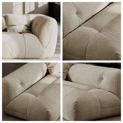 Fleece Fabric Overstuffed Sofa Set – Modern 3 Seater Sofa & Sectional Sofa for Living Room & Office