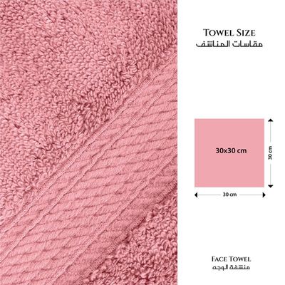 Premium Cotton Towel 30x30cm Face Towel  , 600 GSM Quick Dry and Durable , Pink