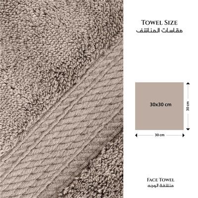 Premium Cotton Towel 30x30cm Face Towel  , 600 GSM Quick Dry and Durable , Taupe
