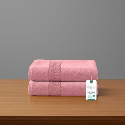 Premium Cotton Towel 30x30cm 2-Piece Face Towel  , 600 GSM Quick Dry and Durable , Pink