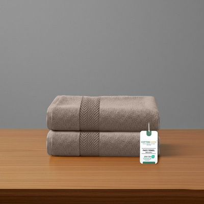 Premium Cotton Towel 30x30cm 2-Piece Face Towel  , 600 GSM Quick Dry and Durable , Taupe