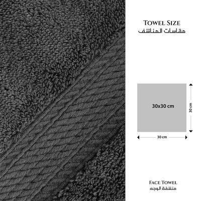 Premium Cotton Towel 30x30cm 2-Piece Face Towel  , 600 GSM Quick Dry and Durable , Grey