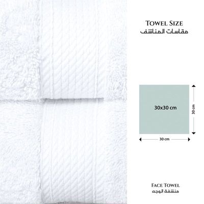 Premium Cotton Towel 30x30cm 4-Piece Face Towel  , 600 GSM Quick Dry and Durable , White Premium Cotton Towel 30x30cm 4-Piece Face Towel  , 600 GSM Quick Dry and Durable , White