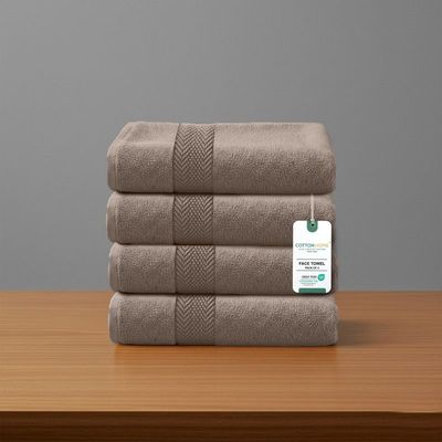 Premium Cotton Towel 30x30cm 4-Piece Face Towel  , 600 GSM Quick Dry and Durable , Brown