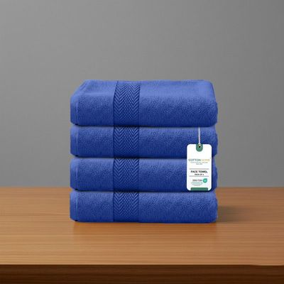 Premium Cotton Towel 30x30cm 4-Piece Face Towel  , 600 GSM Quick Dry and Durable , Royal Blue