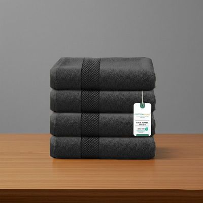 Premium Cotton Towel 30x30cm 4-Piece Face Towel  , 600 GSM Quick Dry and Durable , Grey