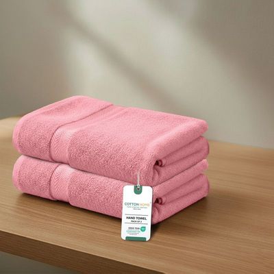 Premium Cotton Towel 40x70cm 2-Piece Hand Towel  , 600 GSM Quick Dry and Durable , Pink